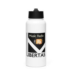 Libertas Music Radio Stainless steel water bottle with a straw lid